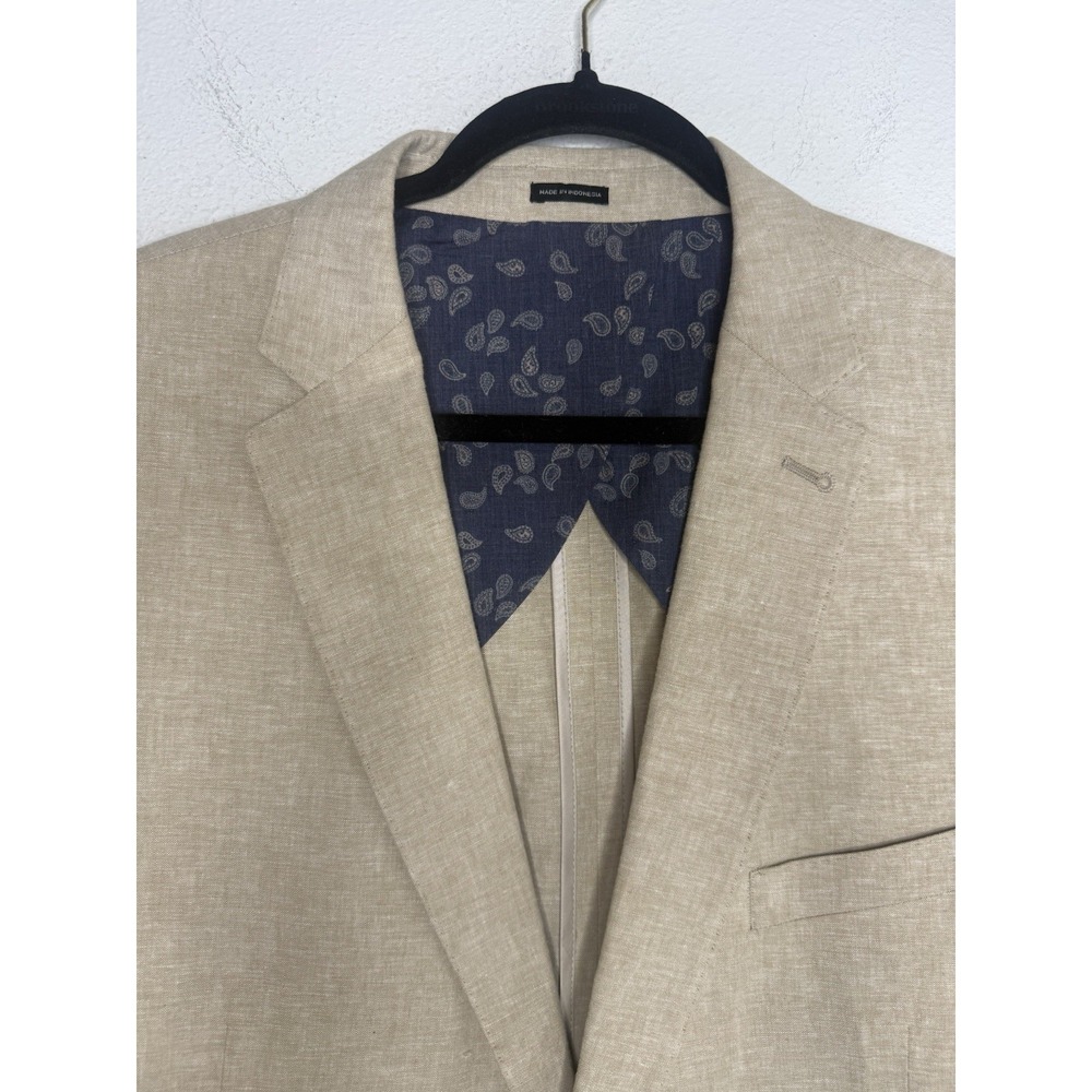 JOE Joe Abboud Mens 50 Long Slim Fit Beige Oatmeal Linen Cotton Blazer - Picture 3 of 12
